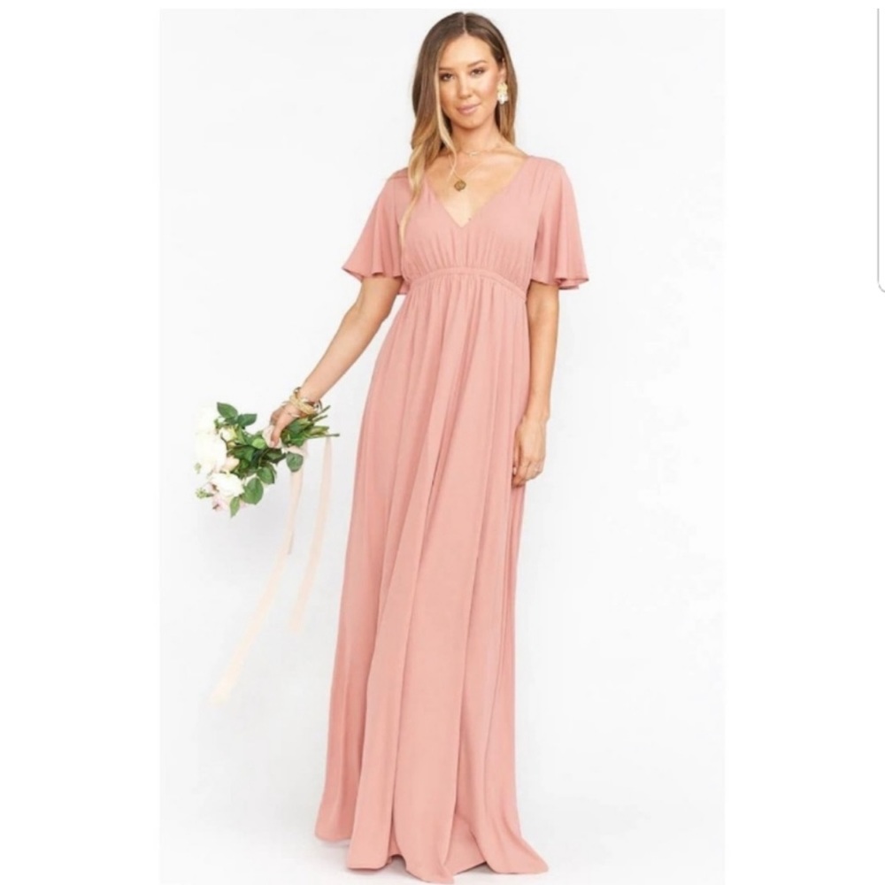 Show Me Your Mumu Emily Empire Maxi Dress in Rustic Mauve Crisp